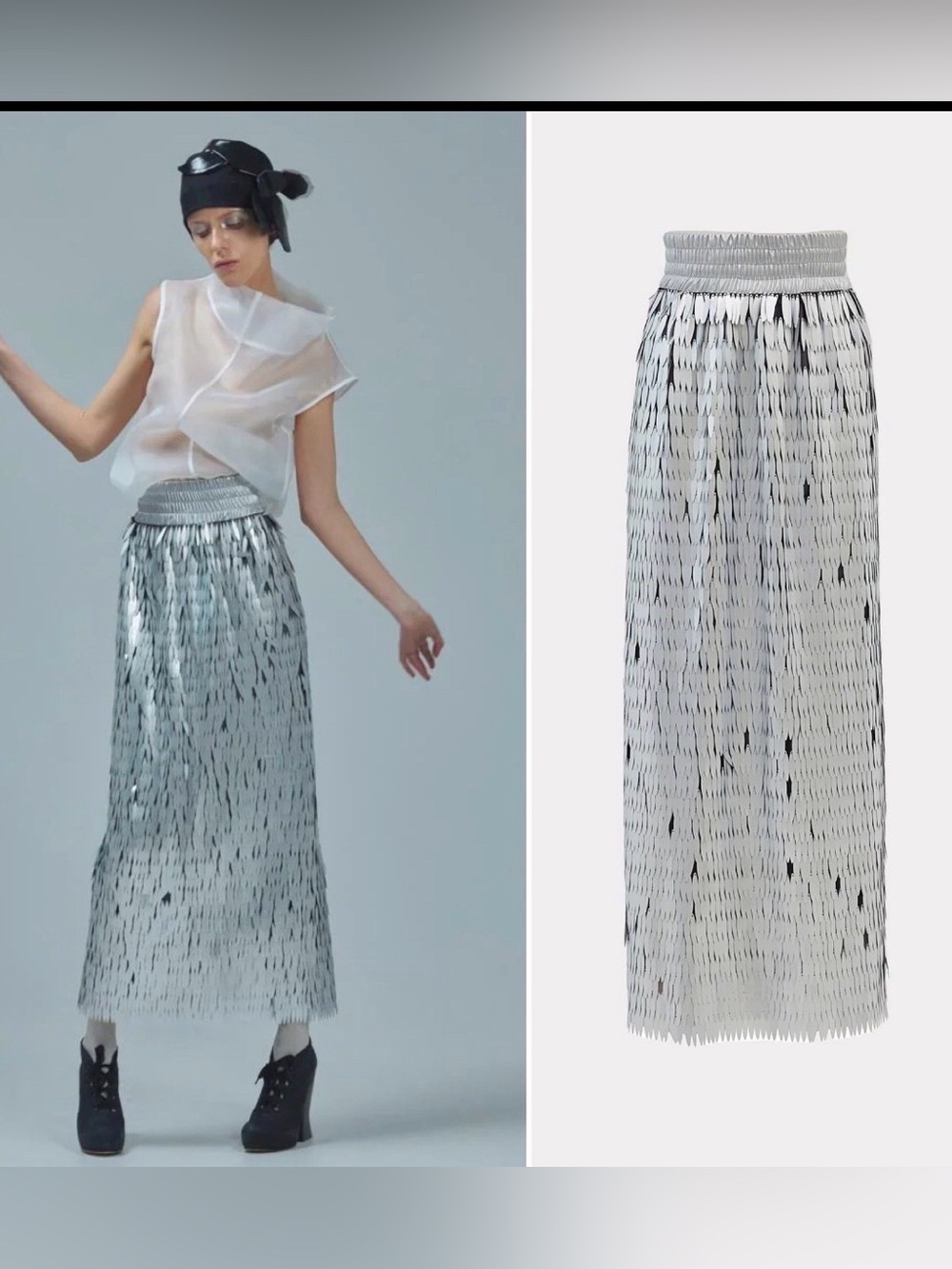 Julia Allert Party Straight Maxi Sequin Skirt Silver